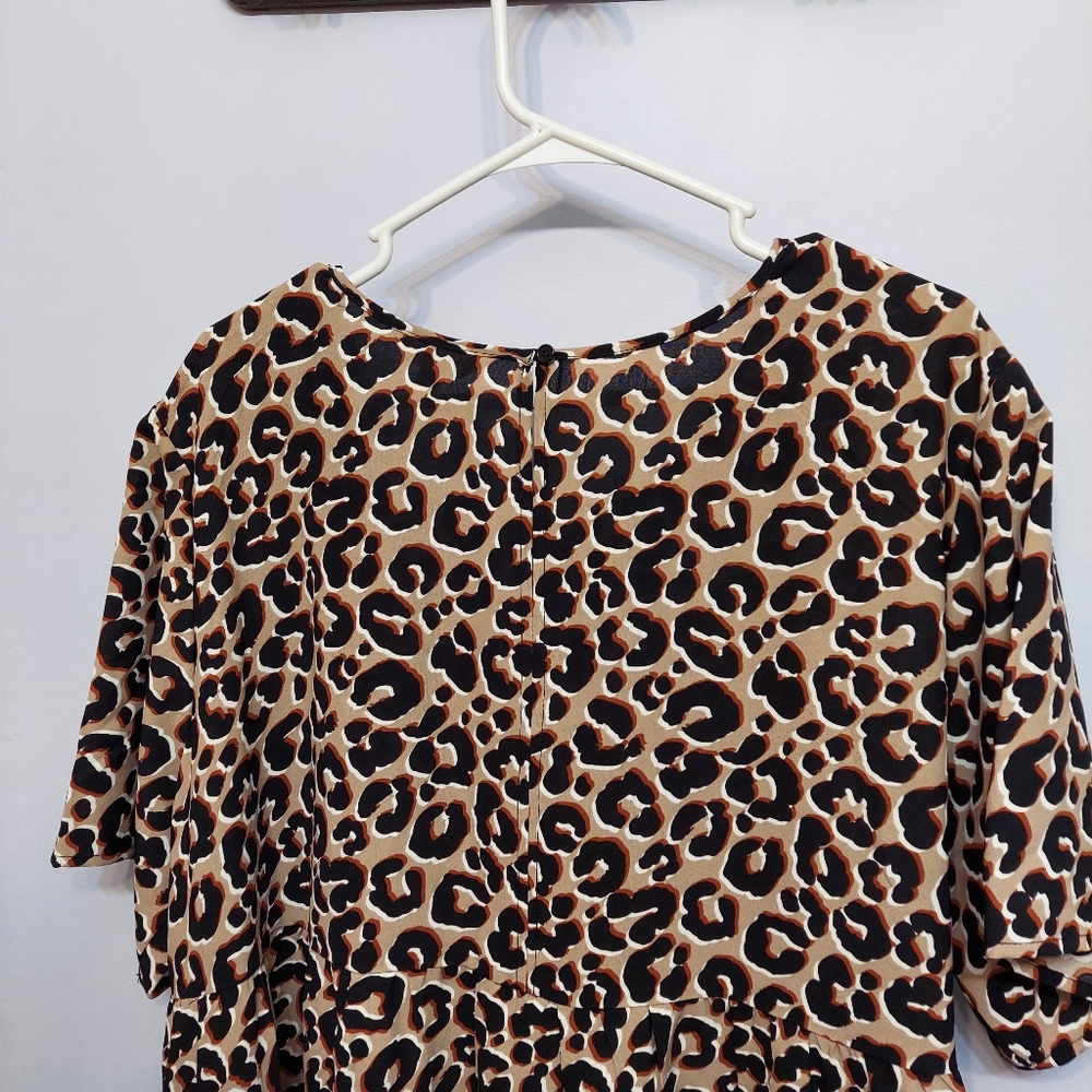 Leopard plus size short sleeve tiered dress animal - Picture 8 of 12